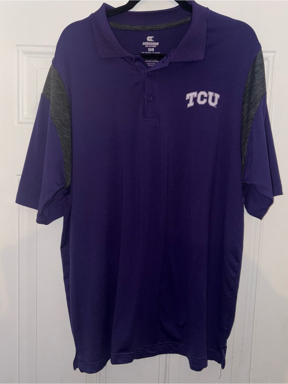 Colosseum Purple TCU Performance Polo with Gray Accents